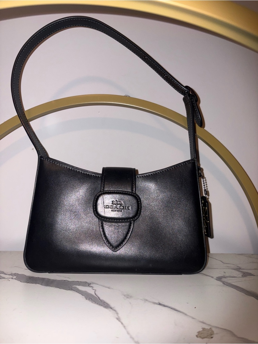 Coach Black Leather ELIZA Shoulder Bag